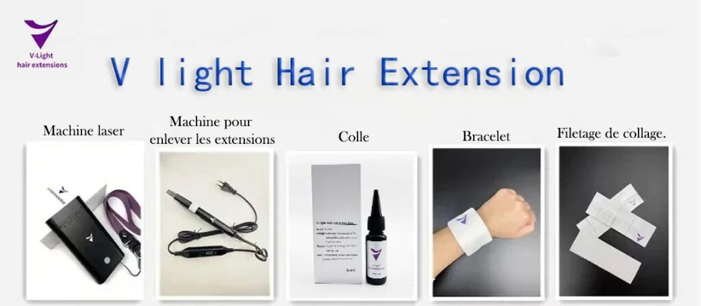 Kit V Light extensions cheveux V Light laser machine, machine à enlever les extensions, V light colle, V light bracelet, Filetage de collage 03